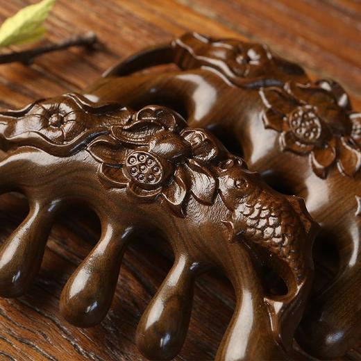 檀木宽齿荷花鱼按摩梳脱发养护经络调理加厚不脱发头皮疏通 商品图6