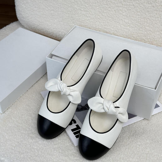 洛诗琳34149明星同款法式小香风设计感拼色浅口真皮玛丽珍鞋003 商品图4