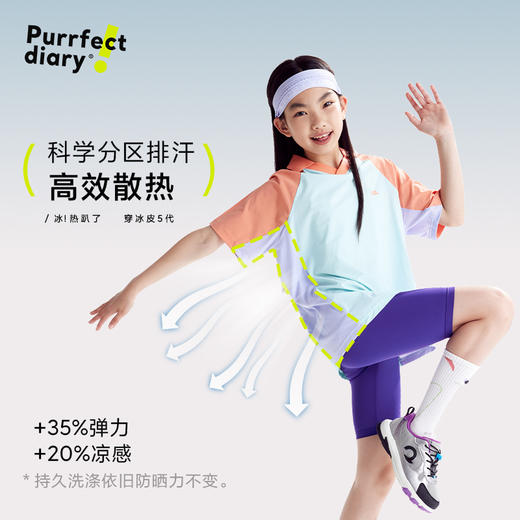 fx-【冰皮5代】咕噜日记童装儿童凉感短袖男女童撞色T恤25夏季排汗衣PXT2548 商品图3