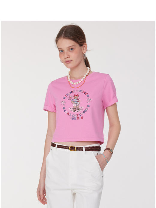 TeenieWeenie小熊字母圆领T恤女夏季女t恤TTRA252506T 商品图1