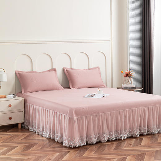 多喜爱 凉豆豆床裙三件套-云镜（灰/蓝/粉） 【可水洗机洗】【柔软可折叠】【凉感值0.28】【全方位包裹】 凉席子A类标准 有效抗菌 3D立体凉豆豆 商品图13