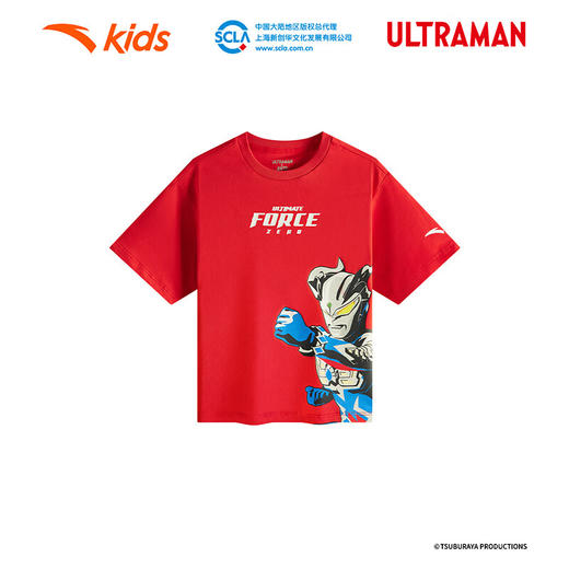 安踏安踏儿童男小童针织短袖衫2025夏柔软亲肤纯棉T恤奥特曼352529120 商品图5