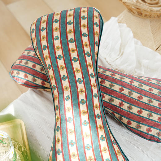 复古十字纹系列艾草荞麦枕颈椎枕荞麦壳圆枕头睡眠支撑专用护颈枕成人高端 商品图2