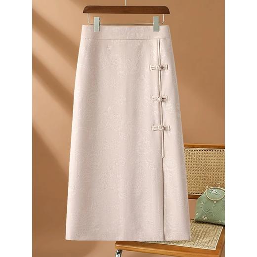 丁摩 高端黑色半身裙女春秋季新款复古国风印花直筒裙包臀a字裙子5ZF-2356 商品图1