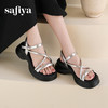 Safiya/索菲娅2025甜酷奶芙·轻便增高百搭露趾厚底松糕罗马凉鞋SFD2115407 商品缩略图3