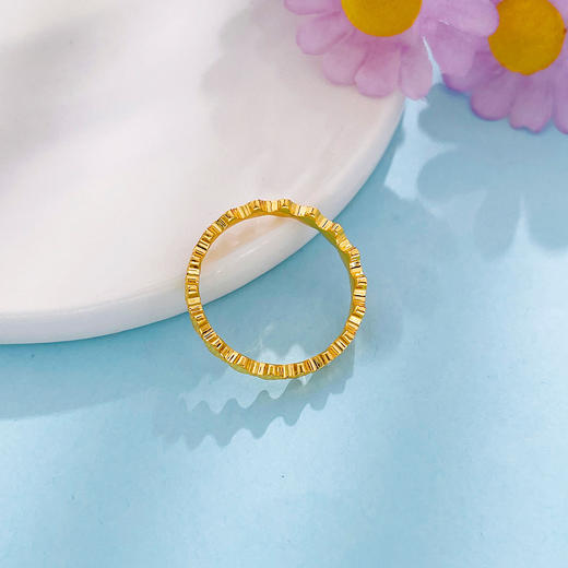 【限时克减150元】足金999.9 #固口戒指 #CNC 【精品】空心镜面金鱼鳞幸运草女戒十字花卉圈戒(AIJZ000160)（预售产品下单后不退款不退货不换货不补差价 商品图2