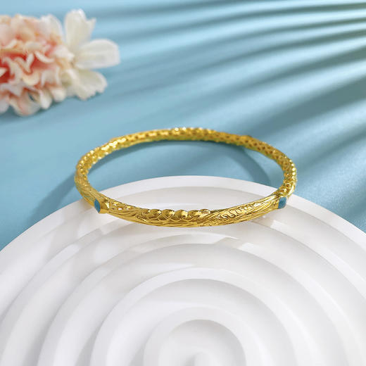 【限时克减150元】足金999 #宝石珐琅 古法镂空哪吒乾坤圈固口手镯（面宽约3.8-4.2mm）(AYGFSSZ00001)预售产品下单后不退款不退货不换货不补差价） 商品图1