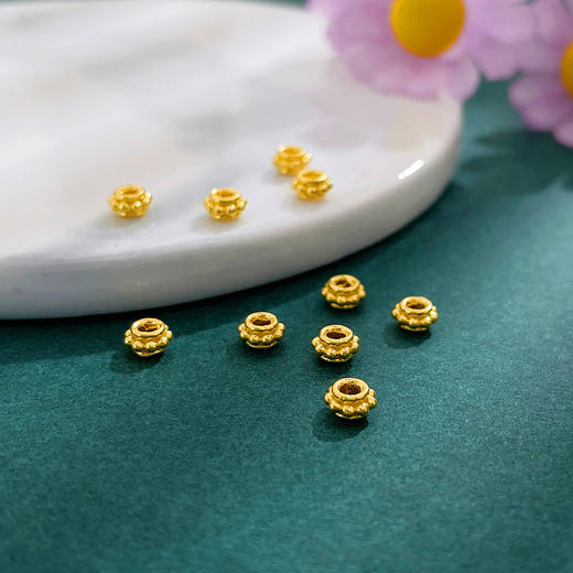 【限时克减150元】足金999 （无成色字印）古法实心车轮隔片手串配件Diy手串配件/10件(AKGFSC00636)预售产品下单后不退款不退货不换货不补差价 商品图1