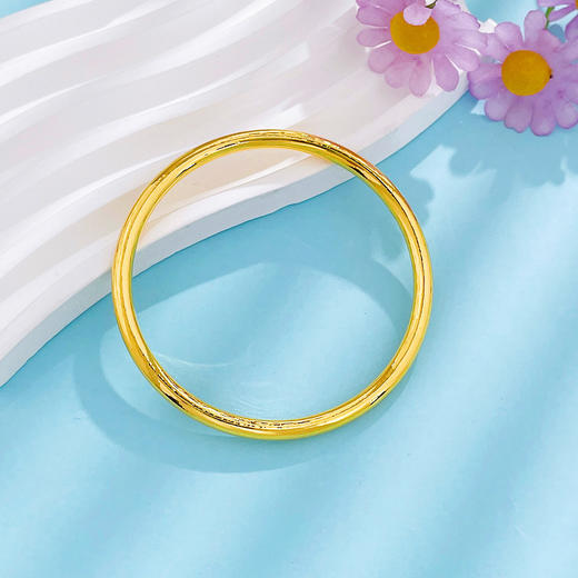 【限时克减150元】足金999.9 实心光面光圈素圈固口手镯(面宽约3.6-4mm)(SZ00330-05)（预售产品下单后不退款不退货不换货不补差价） 商品图1