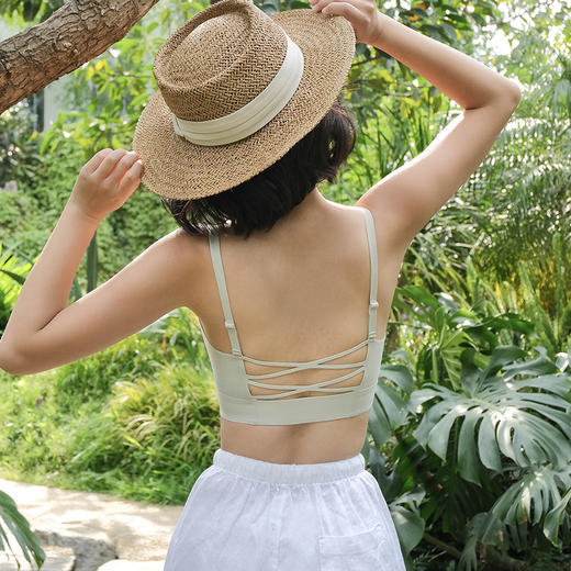 官网690！无痕裸感可交叉美背式文胸罩 轻盈薄款无钢圈固定杯细肩带内衣女 商品图2