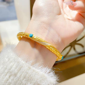 【限时克减150元】足金999 #莫桑石 古法空心莫桑石固口手镯哪吒乾坤圈手镯（面宽约5.3-5.7mm）(AYGFSZ00108)（预售产品下单后不退款不退货不换货不补差价）