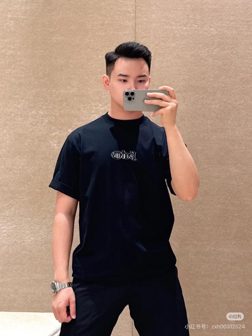 B.B. 丝光平纹 植绒字母印花 圆领短袖T恤 TX448 商品图4