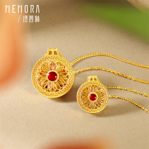 【热卖臻品】芳华-美人如花 勿忘我项链 足金黄金钻石红宝石套链MEMORA诗普琳LN531301 商品图12