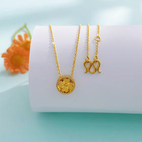【限时克减150元】足金999 #CNC #时来运转 【精品】5G黄金镂空影底可转动转韵·时光四叶草圆形调节套链(BN5GTL00004)（预售产品下单后不退款不退货不换货不补差价）