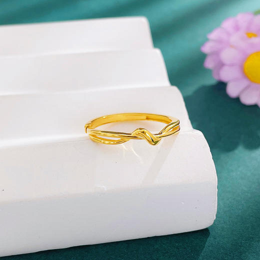 【限时克减128元】足金999.9 【精品】黄金活口戒指爱无尽扭结女戒(JZ01007)预售产品下单后不退款不退货不换货不补差价 商品图1