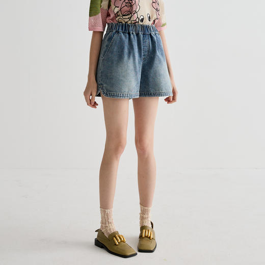 谜底牛仔短裤女2025夏季新品百搭日常宽松A型直筒裤子252MK0625 商品图1