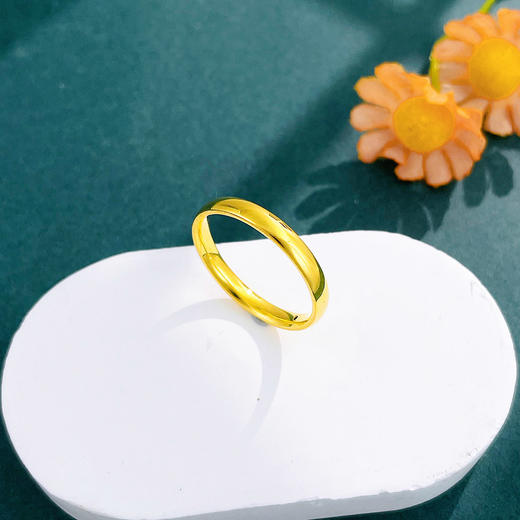 【限时克减150元】足金 #微硬金 无氰5D空心光面素圈固口戒指(AR5DJZ00066)（预售产品下单后不退款不退货不换货不补差价） 商品图2