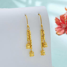 【限时克减150元】足金999 #520快乐 5G黄金实心繁花似锦铃兰花开流苏耳饰耳吊耳钩(BE5GES00072)（预售产品下单后不退款不退货不换货不补差价