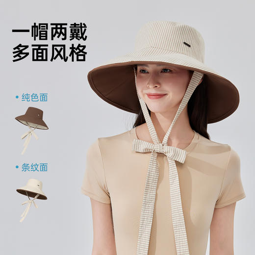 【夏季必备】双面可戴 时尚百搭 防晒更修颜 | VVC双面女神帽（条纹款）夏日防晒帽遮阳长帽檐防紫外线帽子 4色入 商品图4