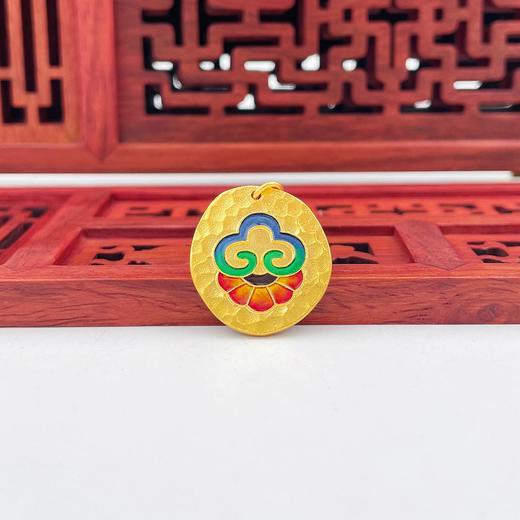 【限时7.5折】【定价黄金】足金 古法实心低温珐琅扎基拉姆如意圆牌手串挂件Diy手串配件(AMGFSC01342)预售产品下单后不退款不退货不换货不补差价 商品图2