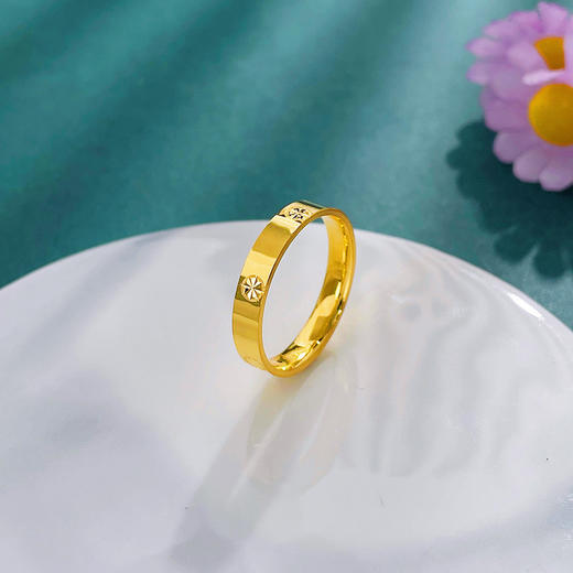【限时克减150元】足金 #固口戒指 3D硬金空心车花米字戒指固口圈戒（面宽约3.5-3.9mm）(AU3DJZ00001)（预售产品下单后不退款不退货不换货不补差价） 商品图0