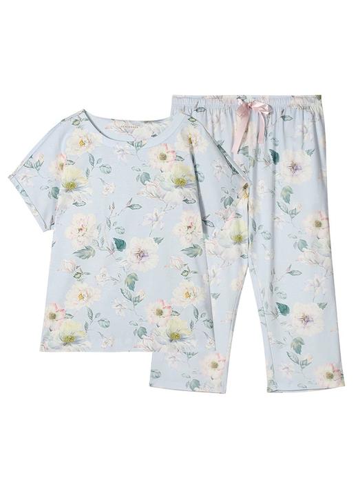 【70S100%丝光棉】SCHIESSER德国舒雅高端铂雅女士短袖七分裤套装100%高支双面丝光棉91/24773H 商品图4