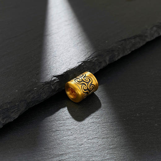 【限时7.5折】【定价黄金】足金 #电黑金 3D硬金电黑金波浪纹转运珠Diy手串配件(V3DSC00446)预售产品下单后不退款不退货不换货不补差价 商品图1