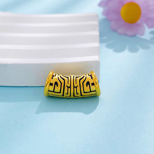 【限时7.5折】【定价黄金】足金 #电黑金 3D硬金空心吉祥纹饕餮转运珠招财神兽弯管手串配件Diy手串配件(AU3DSC00062-2)（预售产品下单后不退款不退货不换货不补差价） 商品图0