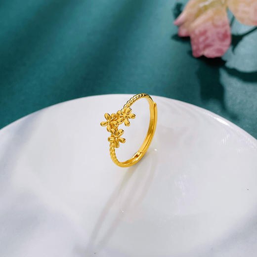 【限时克减150元】足金999 #招桃花 【精品】5G黄金实心活口戒指繁花似锦桃花花形戒指女戒(AN5GJZ00052)（预售产品下单后不退款不退货不换货不补差价 商品图0