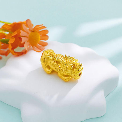 【限时7.5折】【定价黄金】足金 #招财纳福 3D硬金空心吉祥如意福字铜钱图案貔貅配件手串配件（面宽约23.5*10.2mm)(AU3DSC00032-3)（预售产品下单后不退款不退货不换货不补差价） 商品图0