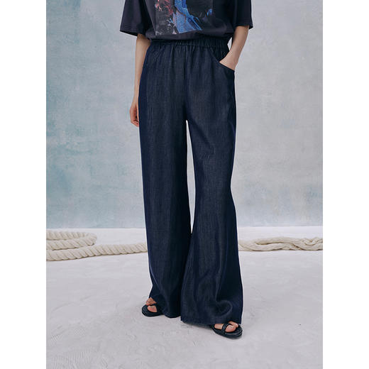 UMILAB【流年】100%莱赛尔柔软牛仔宽松上衣松紧腰长裤套装E226W 商品图3