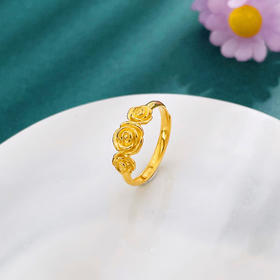【限时克减150元】足金999.9 #520快乐 #幸福花嫁 #婚庆 【精品】实心活口戒指邂逅爱情浪漫玫瑰花女戒浪漫花卉真爱玫瑰婚嫁戒指(AWWJZ00166)