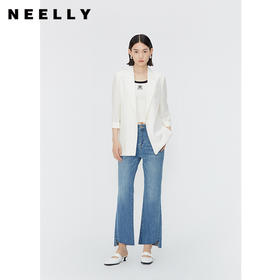 NEELLY纳俪商场同款夏季新款七分袖一粒扣西装外套女时尚百搭上衣N25044W04563