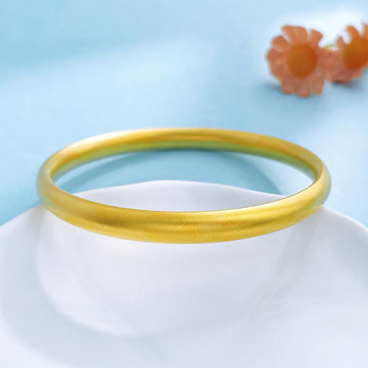 【限时克减150元】足金999.9 #超轻 古法空心固口手镯光圈扁形素圈手镯（面宽约5.9-6.3mm)(AIGFSZ00873-2)（预售产品下单后不退款不退货不换货不补差价） 商品图1
