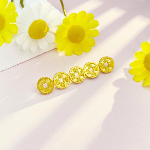 【限时克减150元】足金999 古法空心五帝钱手串配件Diy手串配件/5件（面宽约8-8.5mm，其中一件有字印）(AKGFSC00476)（预售产品下单后不退款不退货不换货不补差价） 商品图2