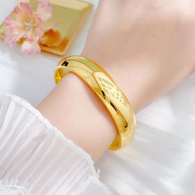 【限时克减150元】足金 无氰5D硬金空心固口镜面金泥鳅背手镯（面宽约13-14mm，厚约5.1mm）(AR5DSZ00036)（预售产品下单后不退款不退货不换货不补差价）