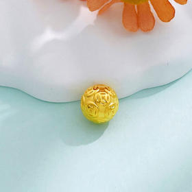 【限时7.5折】【定价黄金】足金 3D硬金空心财源广进铜钱图案转运金珠手串配件钱币珠Diy手串配件（珠约7.9-8.3mm）(AU3DSC00040-4)（预售产品下单后不退款不退货不换货不补差价）