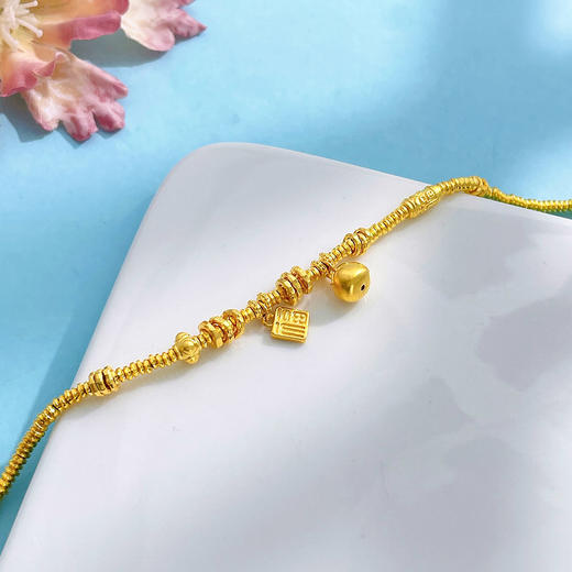 【限时克减150元】足金999.9 #小红书 #盘缠 万足实心碎闪金盘缠福字吊饰时尚手链(AEWSL00030)预售产品下单后不退款不退货不换货不补差价 商品图2