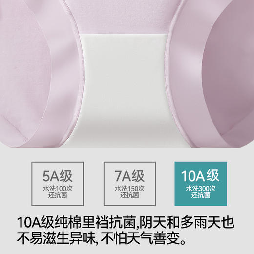 【49元3条】宝娜斯50支长绒棉女士中高腰纯棉内裤 升级10A抗菌收腹无痕内裤 商品图3