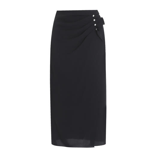 EITIE爱特爱提褶木耳花边不对称包臀高腰缎面半身裙夏季新款B2506604 商品图5