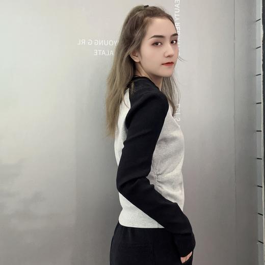 MZ插肩袖下摆抽绳针织T恤（灰）春季351010560321 商品图2