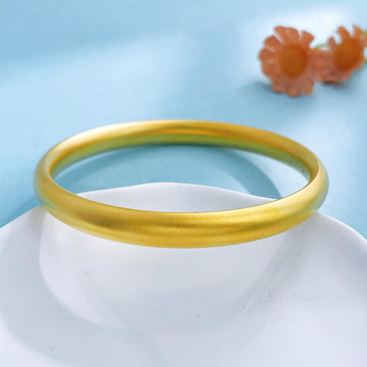 【限时克减150元】足金999.9 #超轻 古法空心固口手镯光圈扁形素圈手镯（面宽约6.9-7.3mm)(AIGFSZ00873-3)（预售产品下单后不退款不退货不换货不补差价） 商品图1