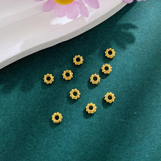 【限时克减150元】足金999 （无成色字印）古法实心车轮隔片手串配件Diy手串配件/10件(AKGFSC00636)预售产品下单后不退款不退货不换货不补差价 商品图0