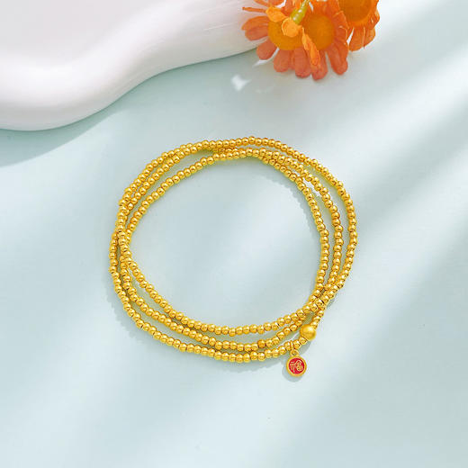 【限时克减150元】足金 #超轻 #祈福 【精品】3D硬金空心吉星福星福吉牌吊饰三圈幸运手串圆珠弹力绳成品手串(AK3DSC00034)（预售产品下单后不退款不退货不换货不补差价） 商品图1