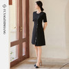 FUYAO扶摇 高级感西装连衣裙女醋酸缎面小黑裙收腰显瘦西装裙夏季 商品缩略图3