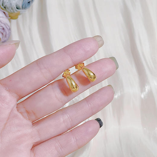 【限时克减150元】足金999 5G黄金小金豆水滴极简耳饰耳钉(AG5GES00194)（预售产品下单后不退款不退货不换货不补差价） 商品图2