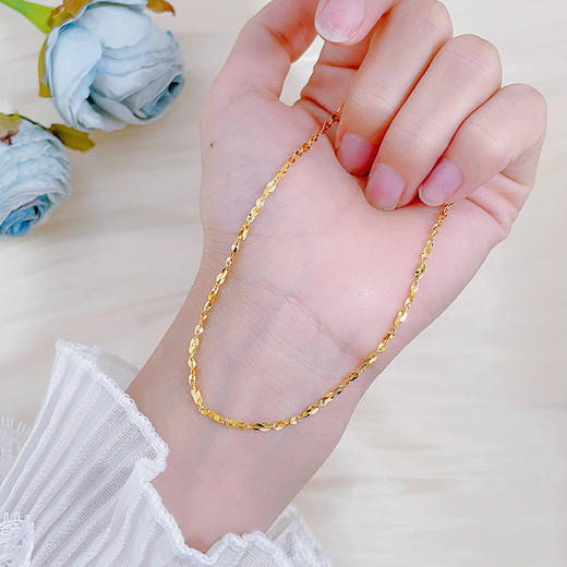【限时克减150元】足金999 5G黄金实心杨桃链不可调节机织项链（面宽约1.7-2.1mm）(BJ5GXL00030-1)（预售产品下单后不退款不退货不换货不补差价） 商品图2
