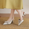 【预售5天】真皮尖头花朵包头凉鞋女夏季新款法式气质细跟高跟后空单鞋ZYY&A1211 商品缩略图2