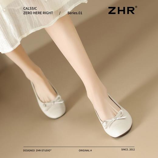 ZHR则则真皮蝴蝶结单鞋2025新款气质百搭软底一脚蹬豆豆鞋ins女鞋 商品图3