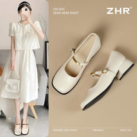 ZHR则则气质玛丽珍鞋女2025新款粗跟法式小皮鞋经典单鞋时尚百搭 商品图0